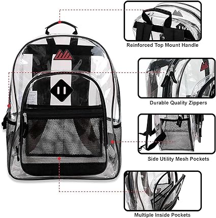 Clear Backpack with Water Bottle Holder