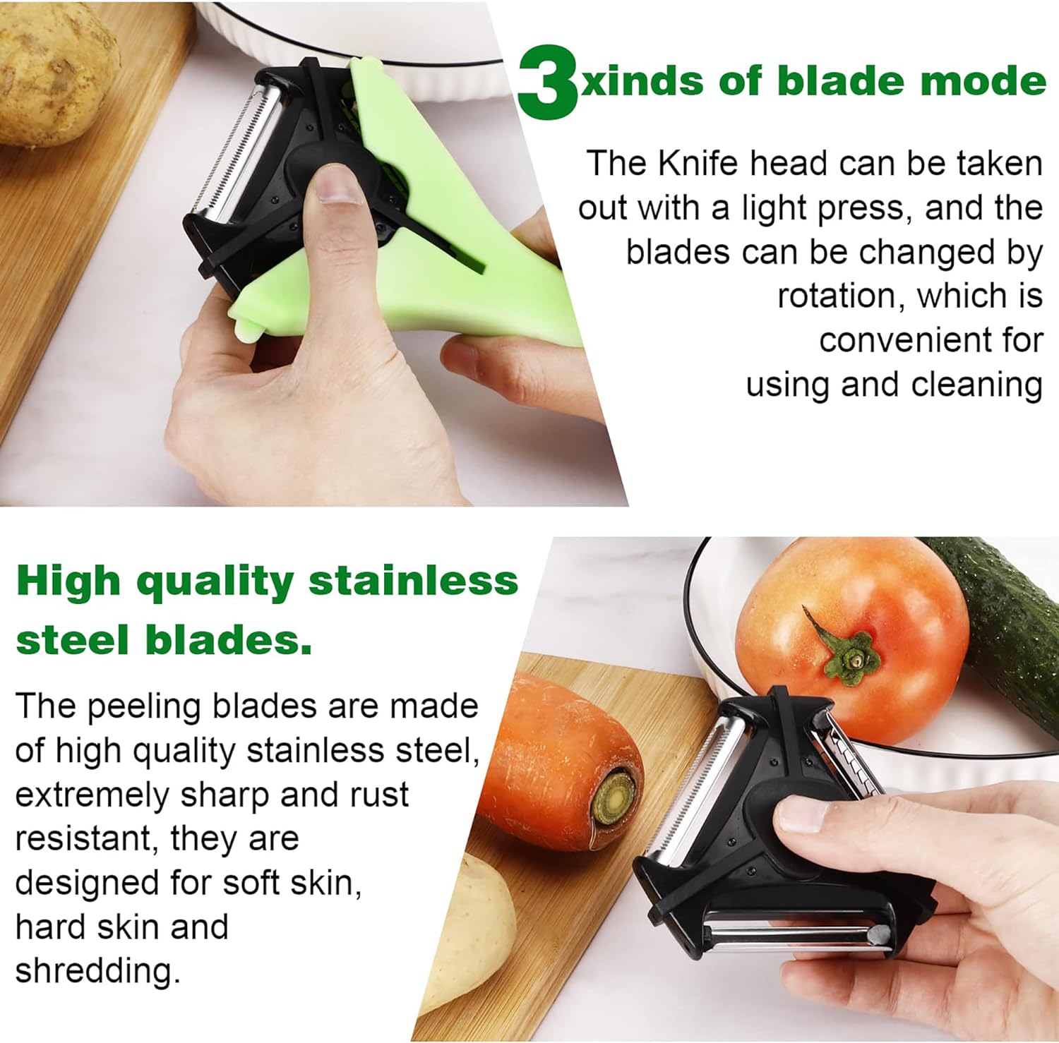 3 In 1 Stainless Steel Kitchen Multifunction Peeler