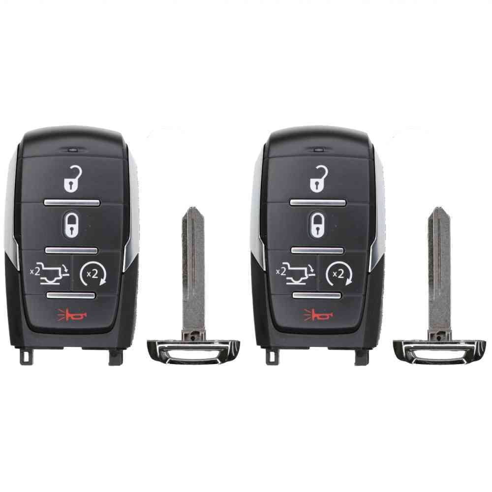 Replcament Smart Key Fob for RAM 1500 Big Horn Laramie Laramie Longhorn Limited Lone Star Rebel Tradesman 2019-2024 FCC OHT-4882056 OHT4882056 Part Number 68584154  68584154AA Pack of 2