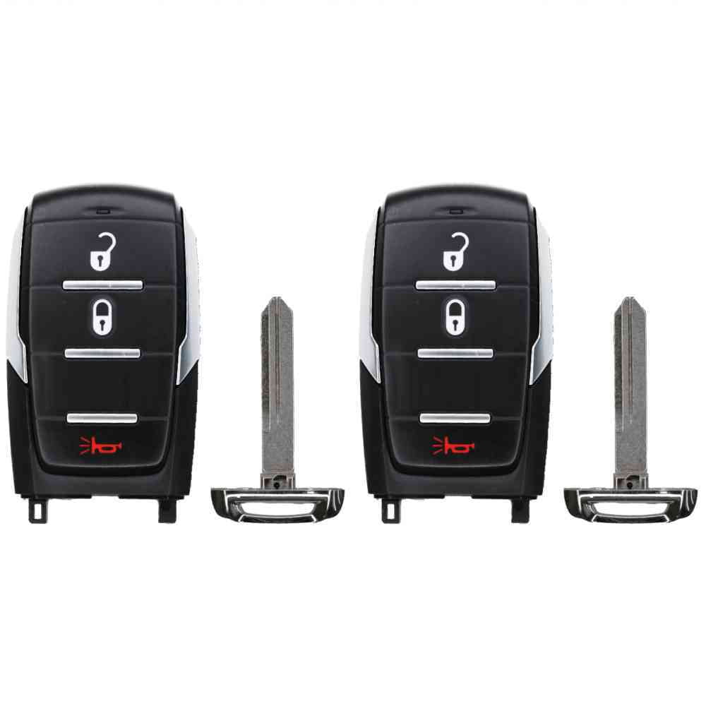 Replcament Smart Key Fob for RAM 1500 Big Horn HFE Laramie Limited Limited Longhorn Lone Star Rebel TRX Tradesman 2019 FCC OHT-4882056 OHT4882056 Part Number 68584151  68584151AA Pack of 2
